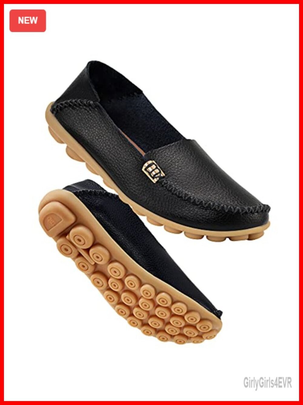 Women's Comfortable Slip-On Loafers - Lightweight PU Leather Driving Mocs with